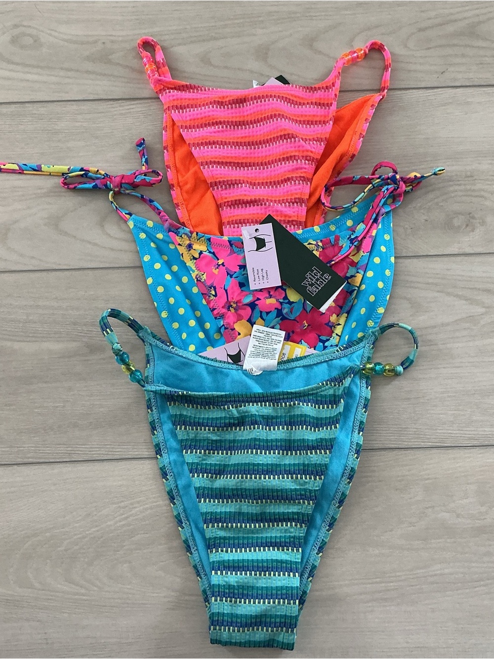 wild fable Girls' Mix Swim Bottoms - Hot Pink, Orange, Turquoise & Teal